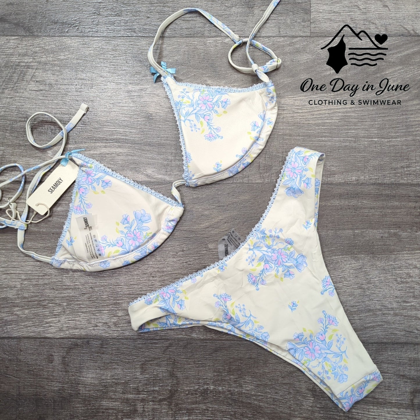 Seamoly Floral Cheeky Triangle Bikini Swimsuit Size S