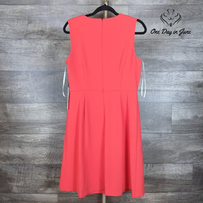 Calvin Klein Sleeveless Draped Sheath Dress Coral Orange NWT $134 Size 10