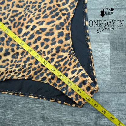 Aleumdr Leopard Print One Piece Swimsuit Size S