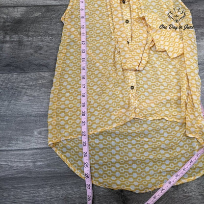 Xhilaration Sheer  Button Down Blouse Asymetrical Hem Size S