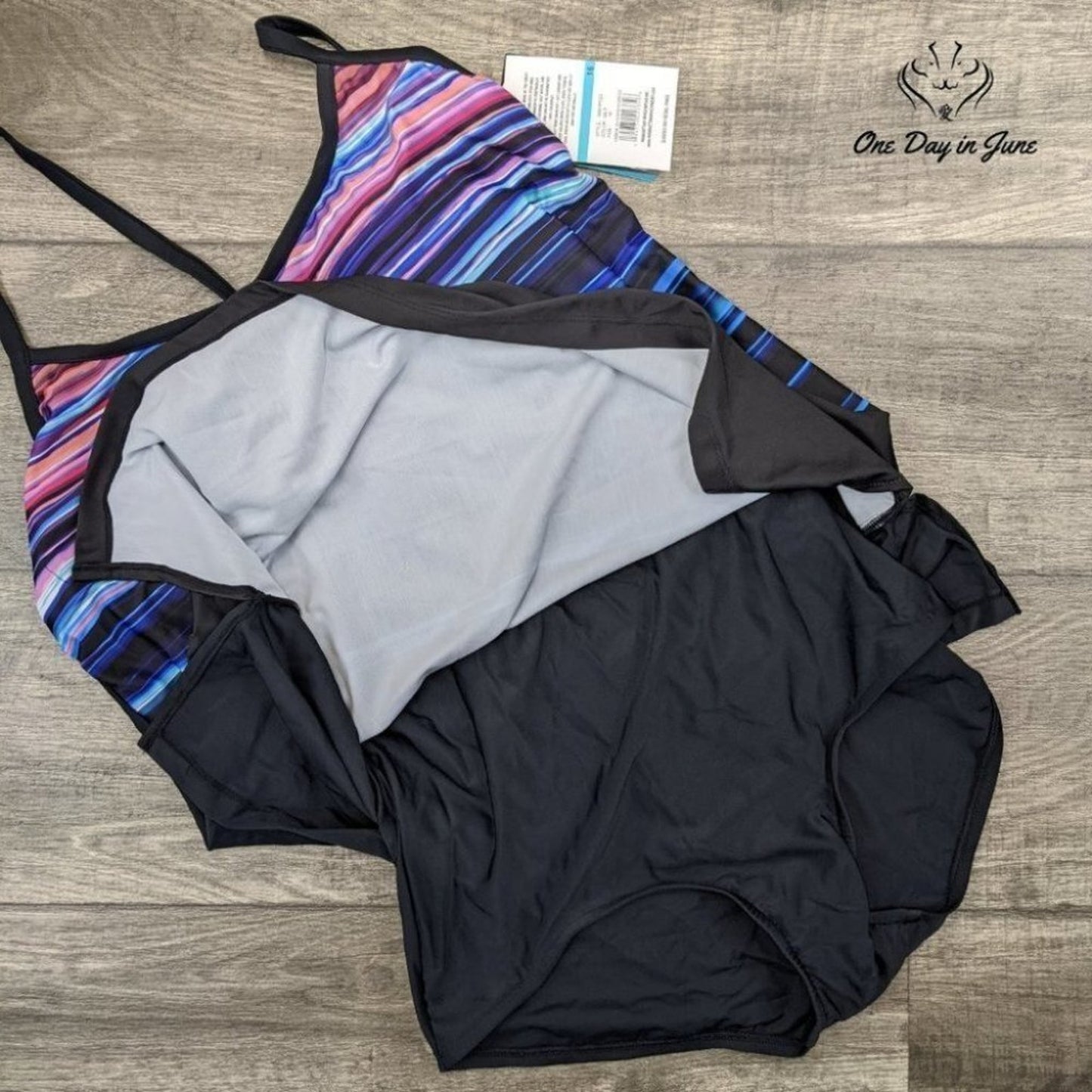 Maxine of Hollywood Scoop Neck Swimdress One Piece Swimsuit Size 16