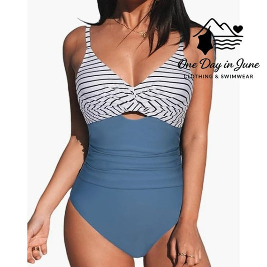 Eomenie Cross Front Cut Out Tie Back One Piece Swimsuitq Size XL