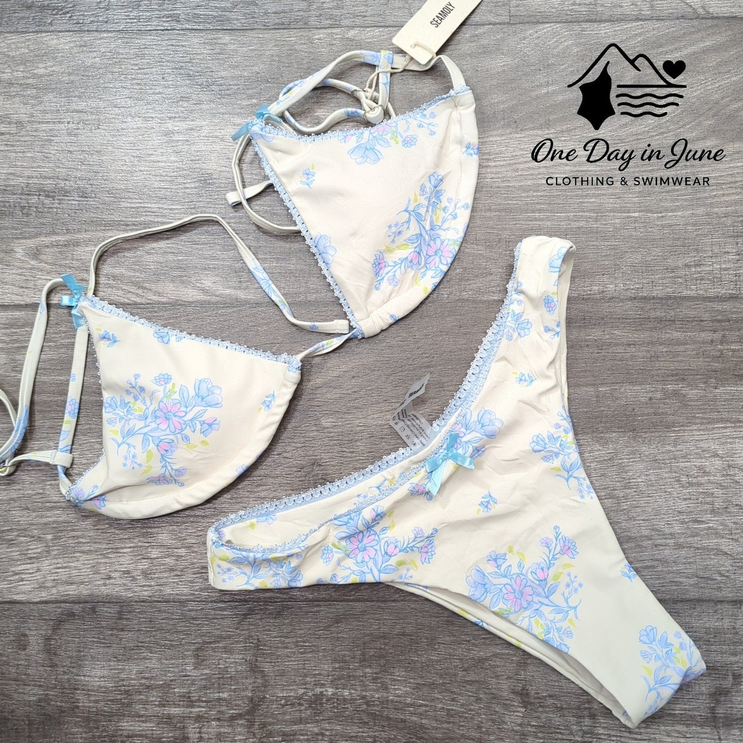 Seamoly Floral Cheeky Triangle Bikini Swimsuit Size S