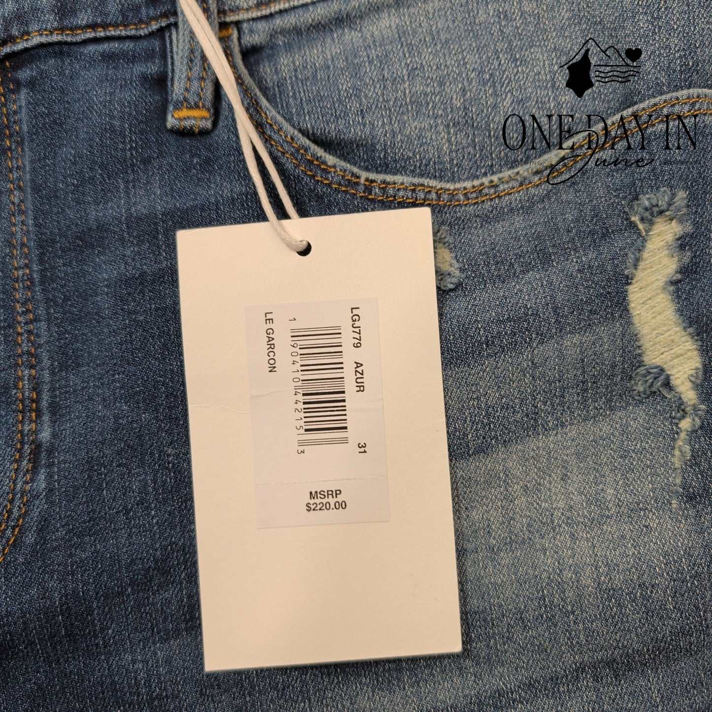 Frame Le Garcon Jeans Azur Mid Rise Straight Distressed NWT $220 Size 12 (31)