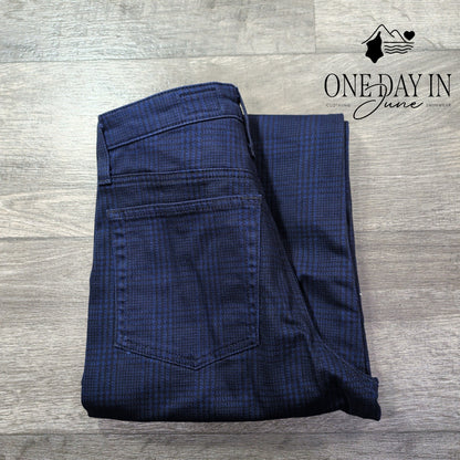 AG Adriano Goldschmied Wide Leg Crop Pants Navy Plaid NWT $215 Size 4 (27)