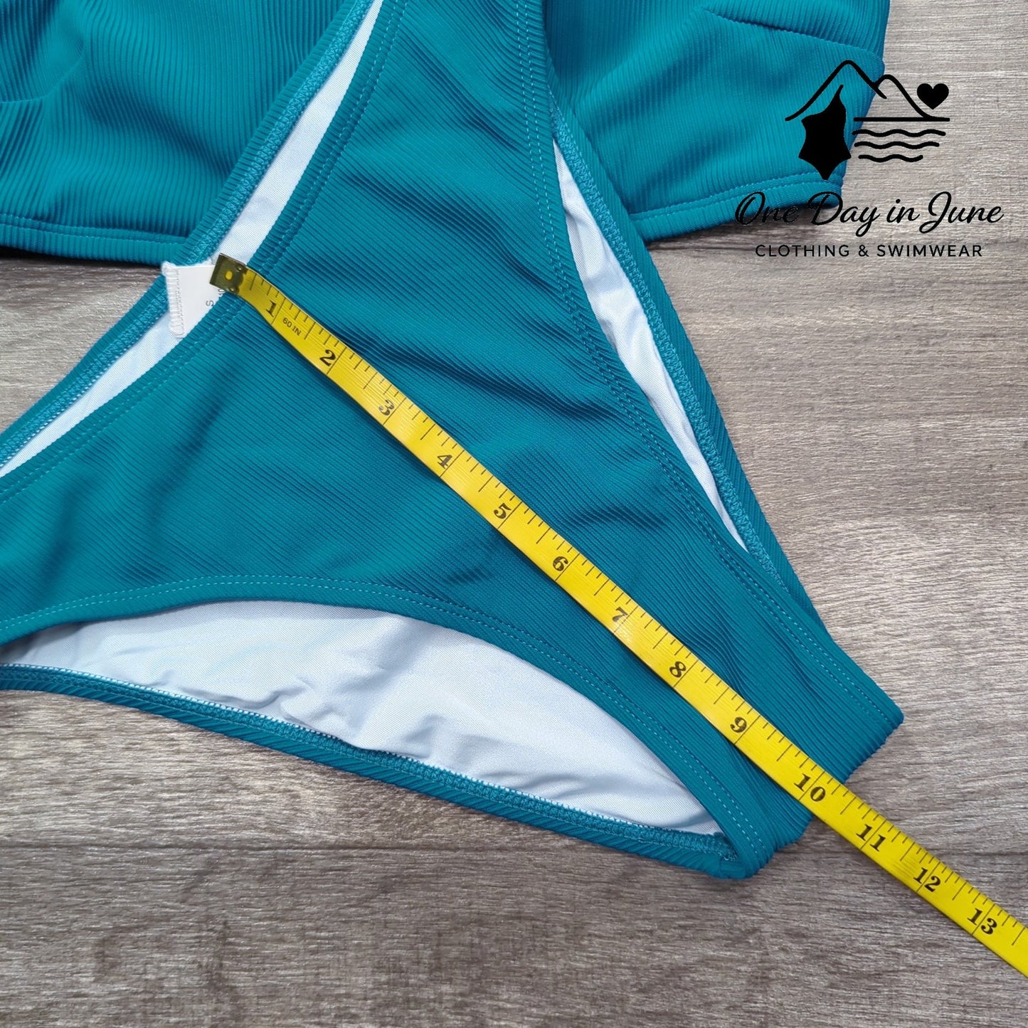 Cupshe Bikini Teal Ribbed High Neck Racerback Two Piece Swimsuit NWT Size S