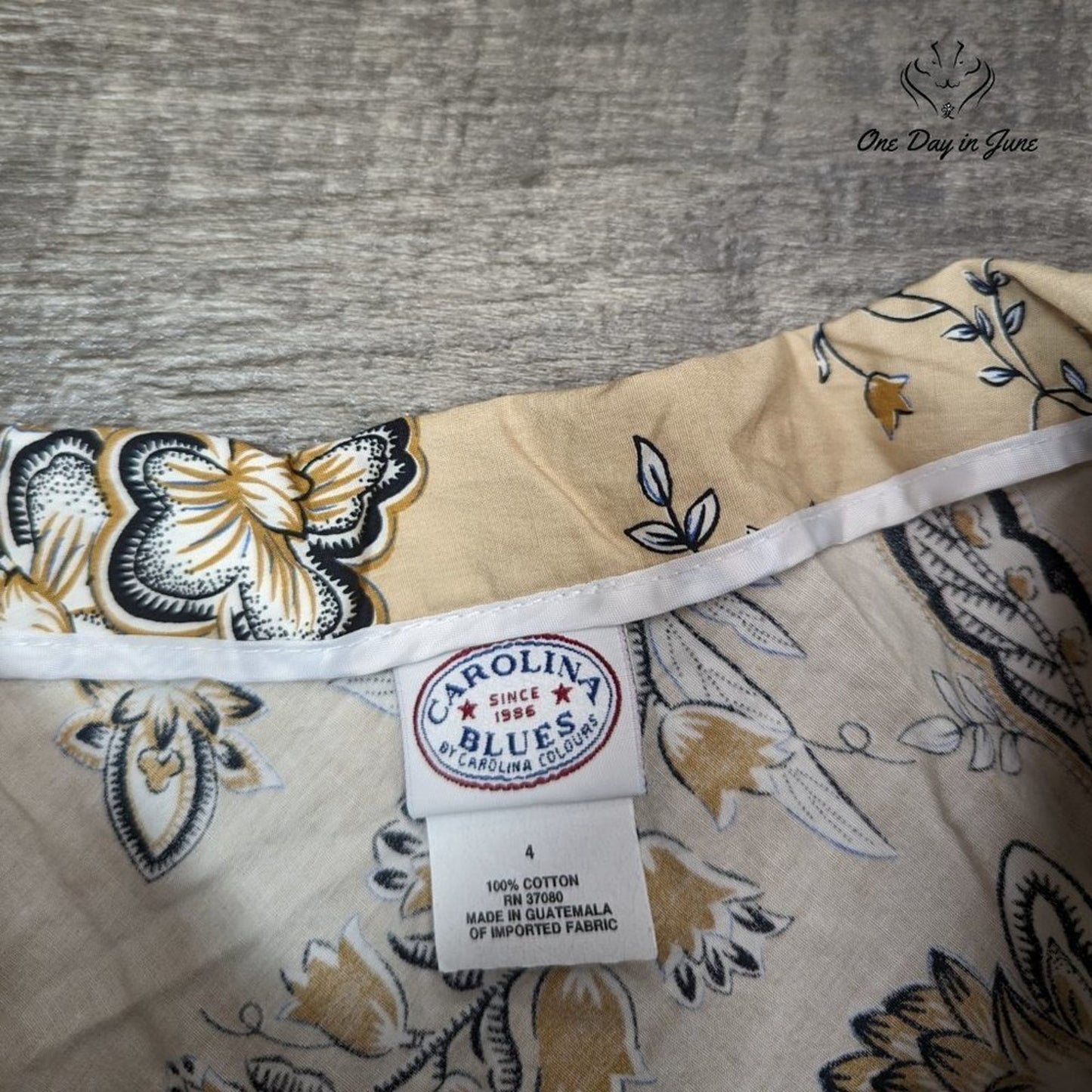 Carolina Blues Floral A Line Light Cotton Skirt Size 4