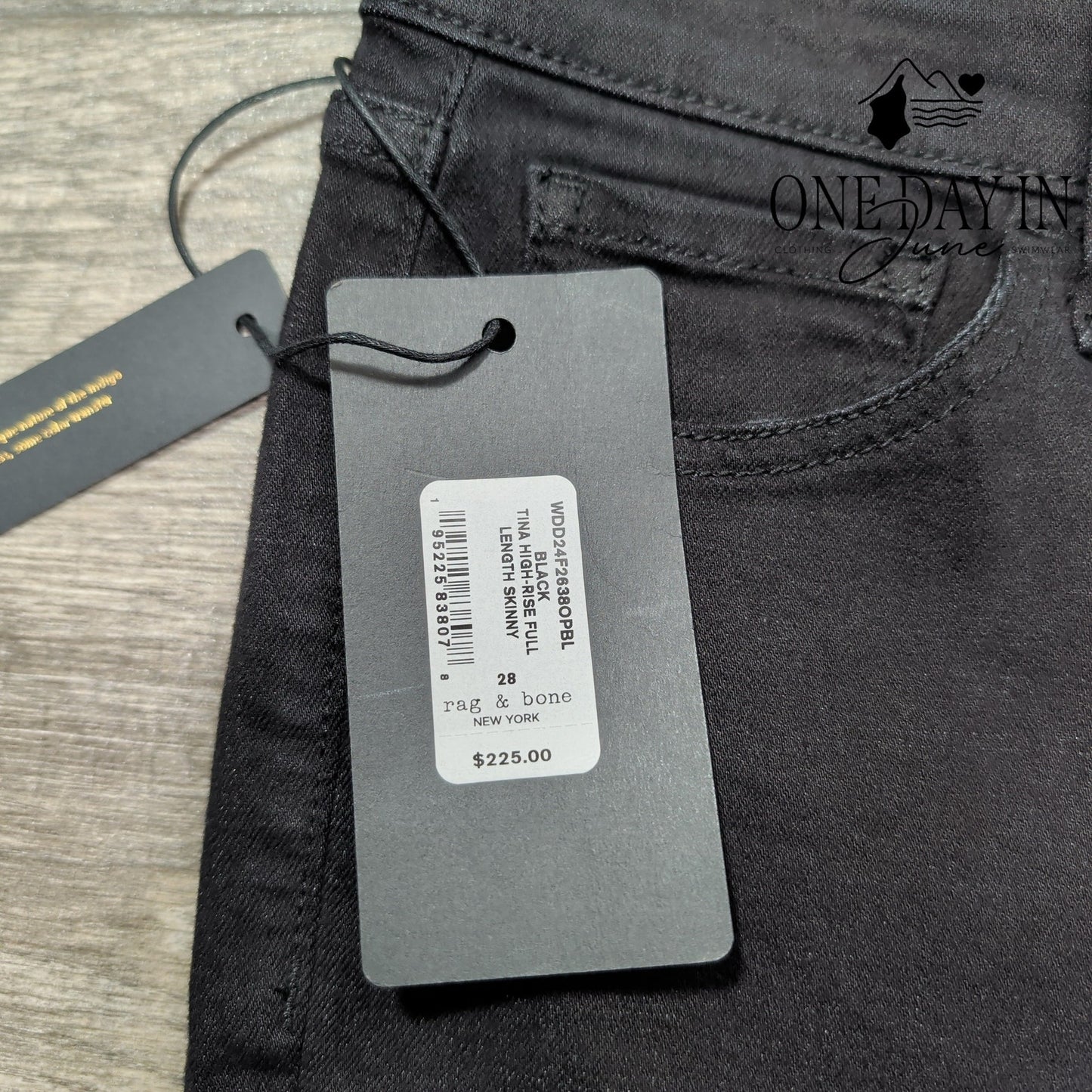 Rag & Bone Tina High Rise Skinny Jeans Black Full Length NWT Size 6 (28)