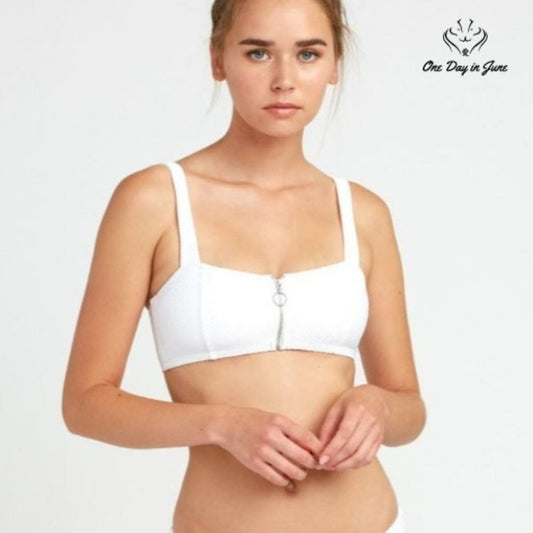 RVCA White Noise Bandeau Bikini Top Size XS