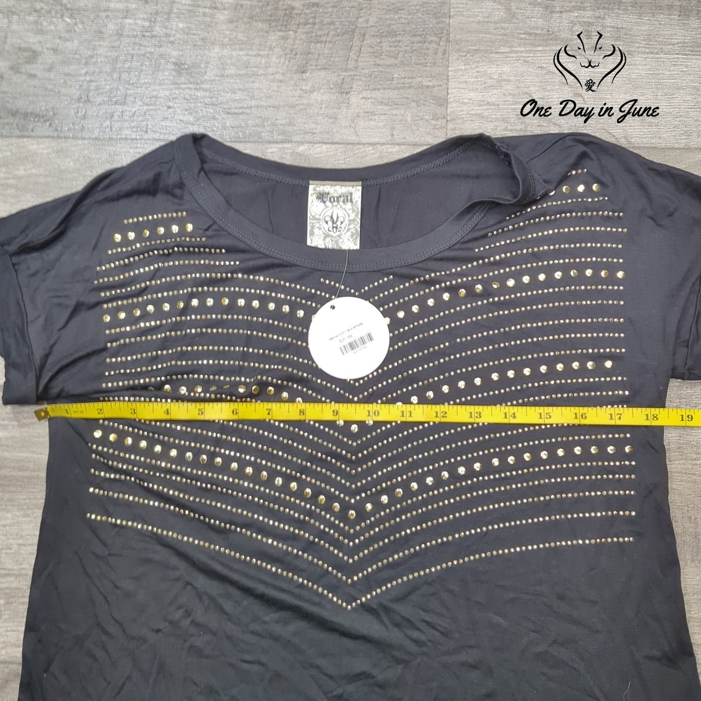 Vocal Short Sleeve Studded Top Size S