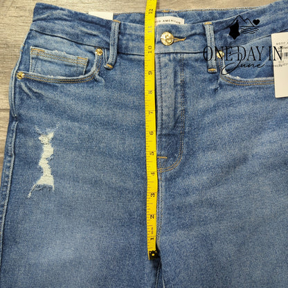 Good American Good Curve Straight Distressed Jeans Blue NWT $145 Size 2