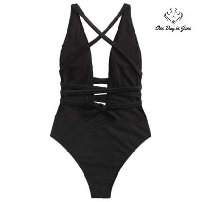 SweatyRocks Deep V Open Back One Piece Size S