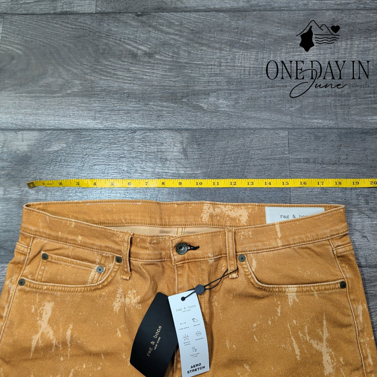 Rag & Bone Fit 1 Authentic Skinny Jeans Golden Brown Distressed NWT Size 36X32