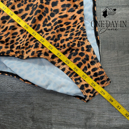 Aleumdr Leopard One Piece Swimsuit Size XL