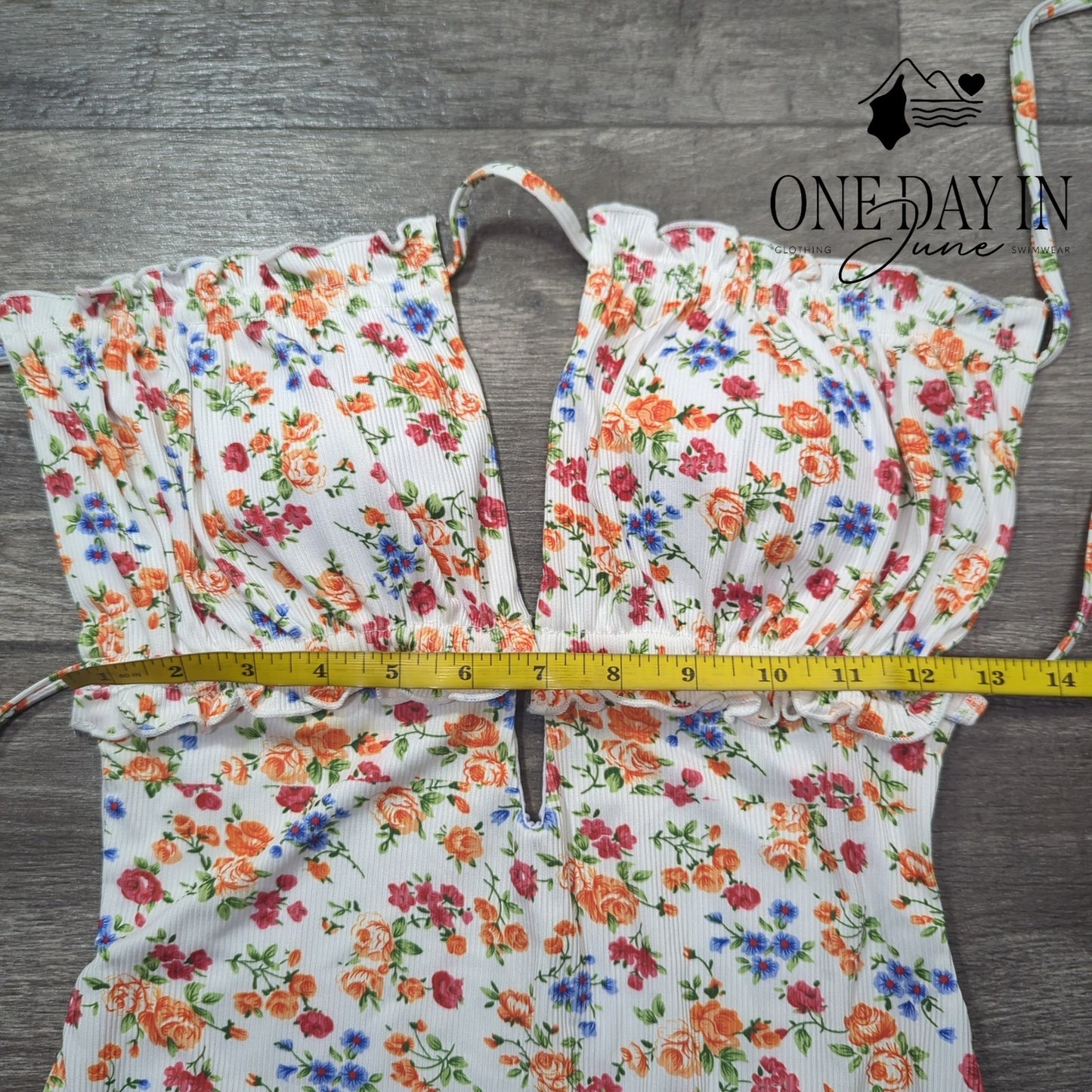 Aleumdr Floral Ribbed Cheeky One Piece Swimsuit Size M