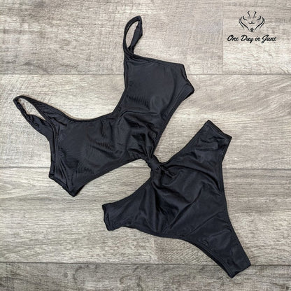 ODIJ Knot Front Cutout One Piece Swimsuit Size L