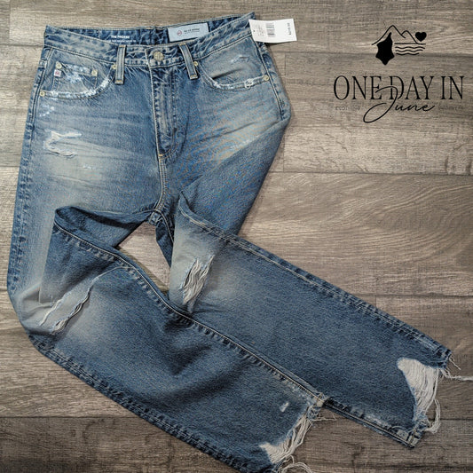 AG Adriano Goldschmied Phoebe High Waist Tapered Distressed Jean NWT $215 Size 4