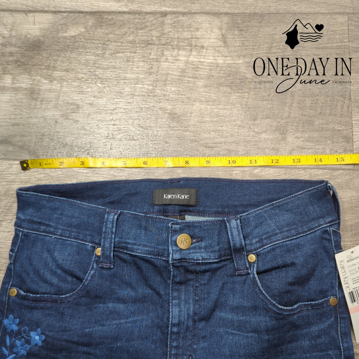 Karen Kane Midnight Sun Floral Embroidered Skinny Jeans Blue NWT Size 10