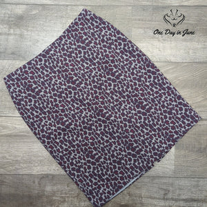 Talbots Petites Pencil Skirt Burgundy Purple Leopard Print Lined Size 8P