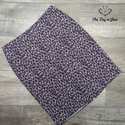 Talbots Petites Pencil Skirt Burgundy Purple Leopard Print Lined Size 8P
