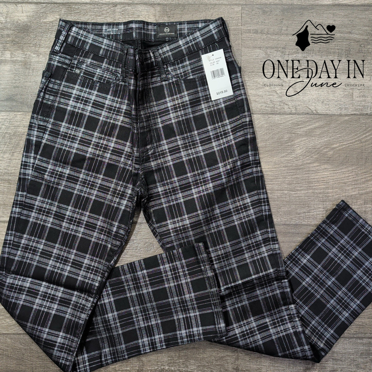 AG Adriano Goldschmied Jodi High Rise Crop Flare Jeans Plaid NWT Size 2 (26)