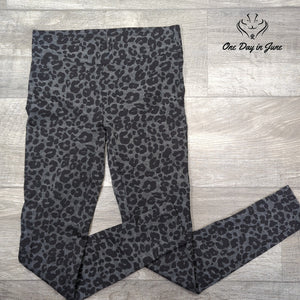 Loft Leopard Print Ankle Leggings Black Gray Size XS