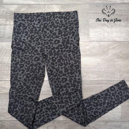 Loft Leopard Print Ankle Leggings Black Gray Size XS