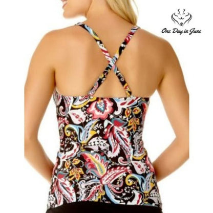 Liz Claiborne Paisley Tankini Top Size S