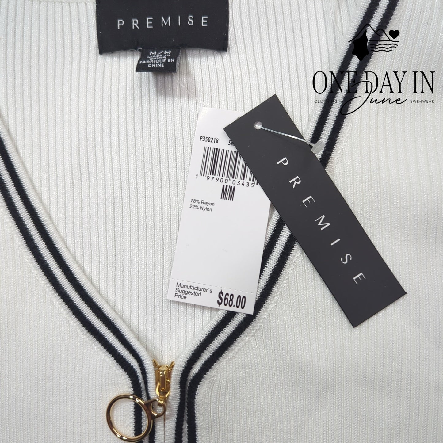 Premise Ribbed Long Sleeve Quarter Zip Sweater Size M