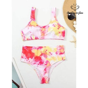 Adisputent High Waist Tie Dye Bikini Swimsuit Size L
