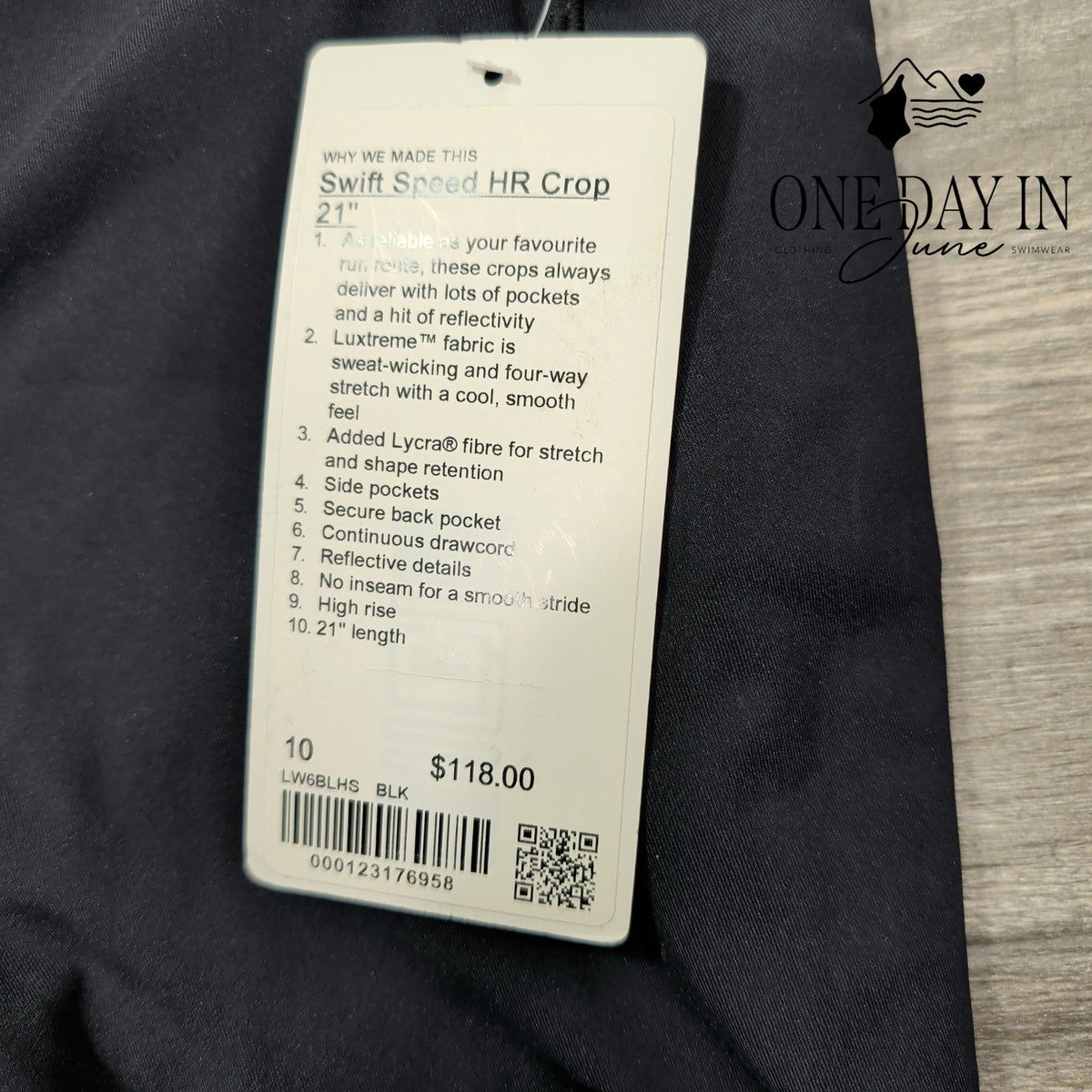 Lululemon Swift Speed High Rise Crop 21" Leggings Black NWT Size 10