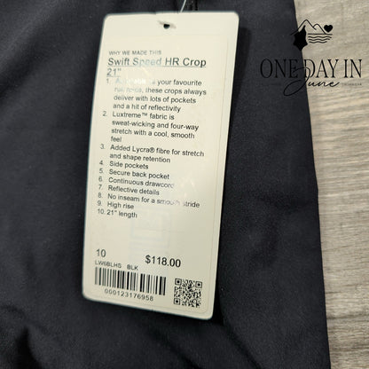Lululemon Swift Speed High Rise Crop 21" Leggings Black NWT Size 10