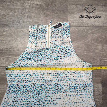 Apt. 9 Petite Zip Back Tank Top Blue White Abstract Print Size PM