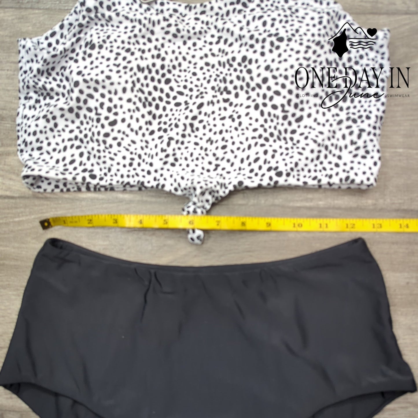Zaful Dalmation Crop High Waist Bikini Swimsuit Size M