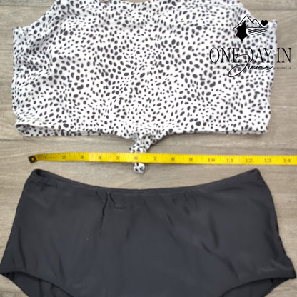 Zaful Dalmation Crop High Waist Bikini Swimsuit Size M