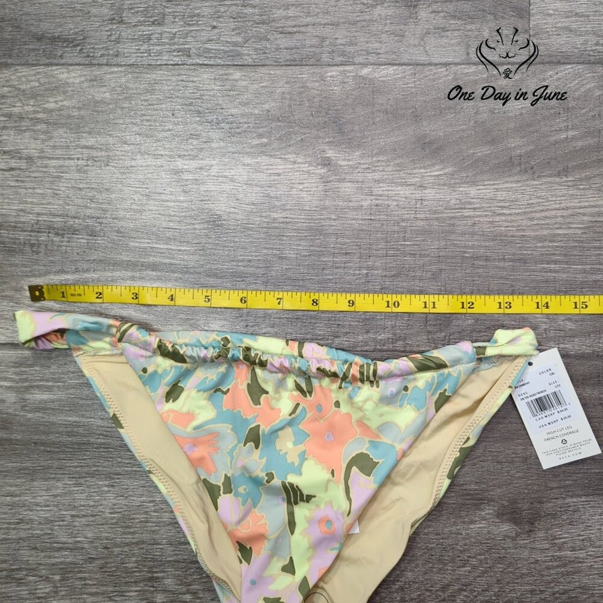 RVCA On The Road French Bikini Bottom Floral High Cut Swim NWT Size L