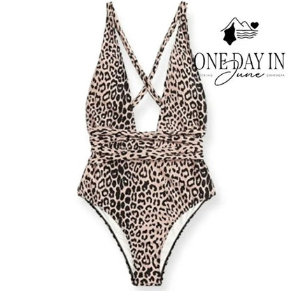 Lilosy Deep V Tie Wrap One Piece Swimsuit Size XL