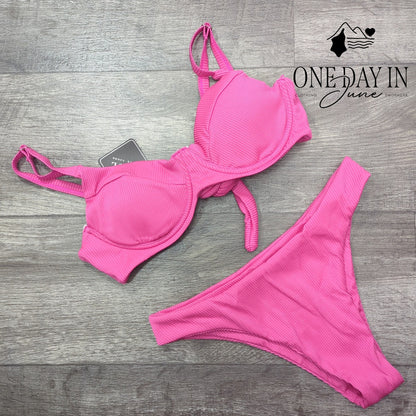Zaful Underwire Ribbed Cheeky Bikini Swimsuit Size M