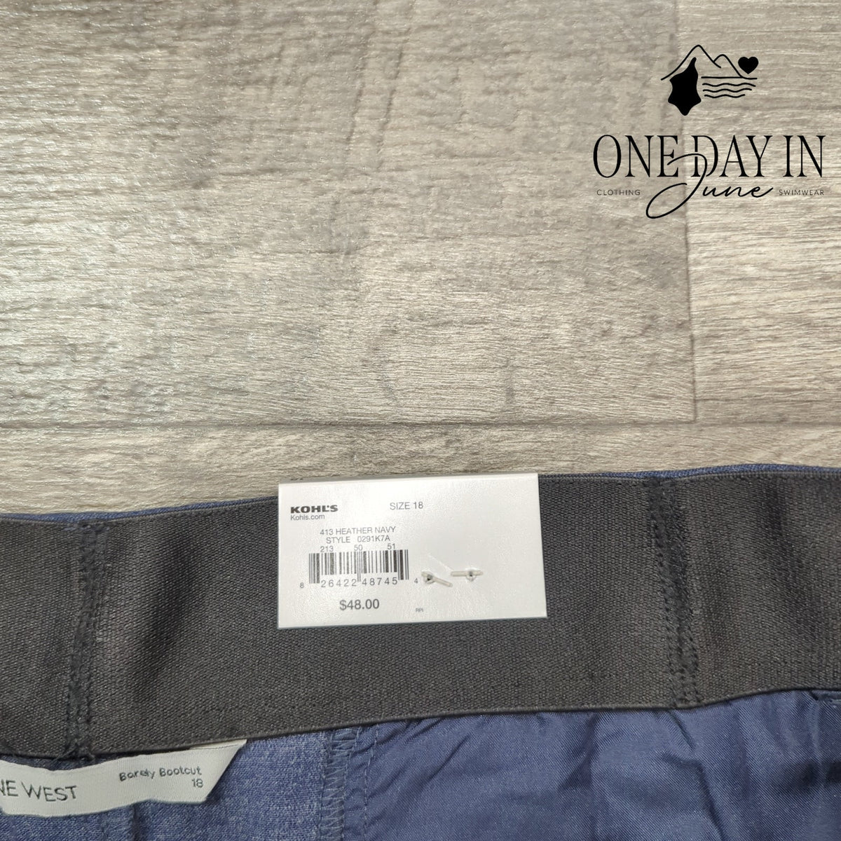 Nine West Barely Bootcut Mid Rise Dress Pants Heather Navy NWT Size 18