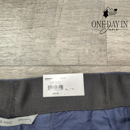 Nine West Barely Bootcut Mid Rise Dress Pants Heather Navy NWT Size 18