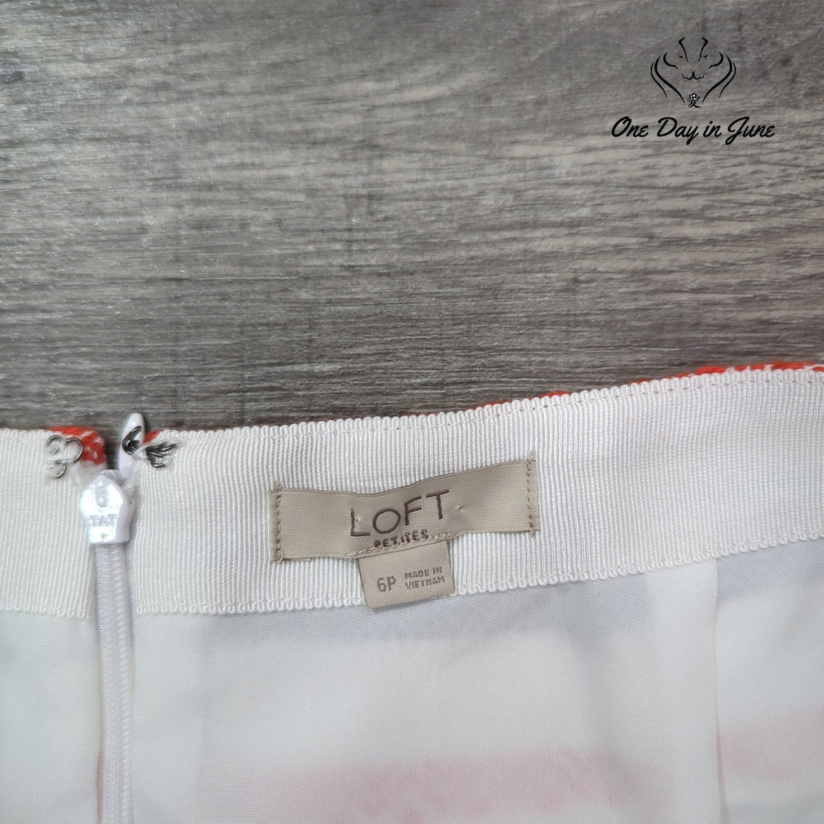 Loft Petite Striped Jacquard Mini Skirt Coral Black Cream Size 6P