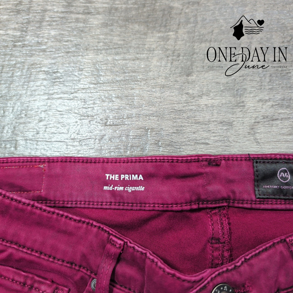 AG Adriano Goldschmied The Prima Mid Rise Cigarette Jeans Burgundy NWT Size 4