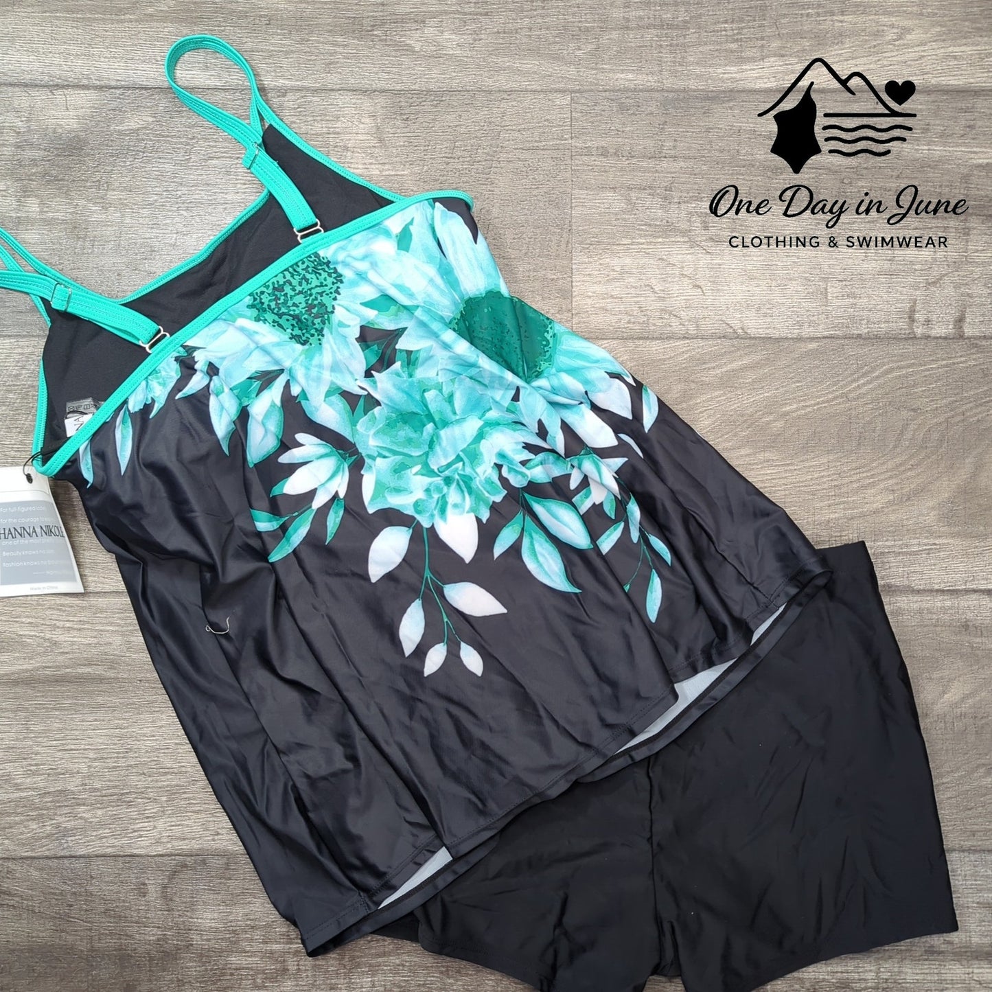 Hanna Nikole Floral Boyshort Tankini Swimsuit Size 14W