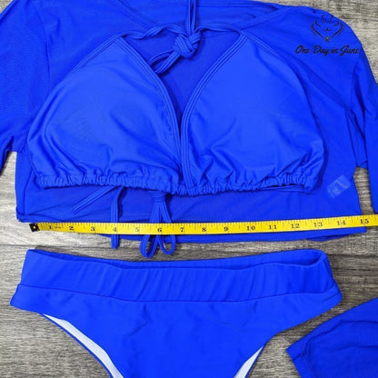 Meyeeka 3 Piece Rashguard Bikini Swimsuit Size 2XL