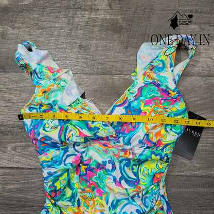 Ralph Lauren Ruffle Surplice One Piece Swimsuit Multicolor NWT Size 6