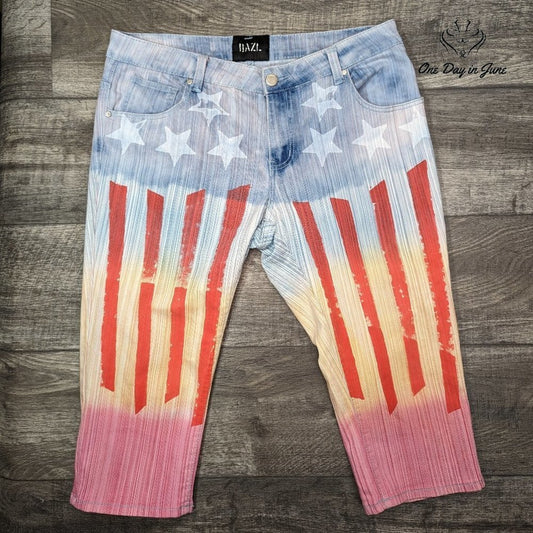 DAZL American Flag Cropped Jeans Size 16