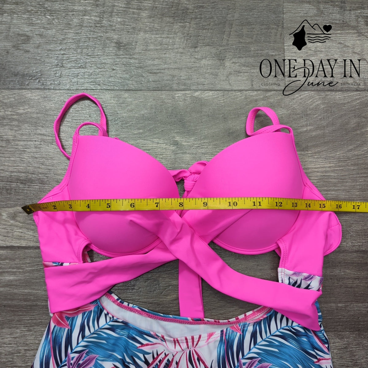 Adisputent Tropical Floral Cross Front Cutout One Piece Swimsuit Pink Size L
