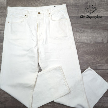 Goldsign Straight Leg Button Fly Jeans Ivory White Designer Denim Size 31 (12)