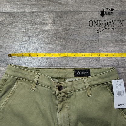 AG Adriano Goldschmied Straight Leg Chino Pants Olive Green NWT Size 4 (27)