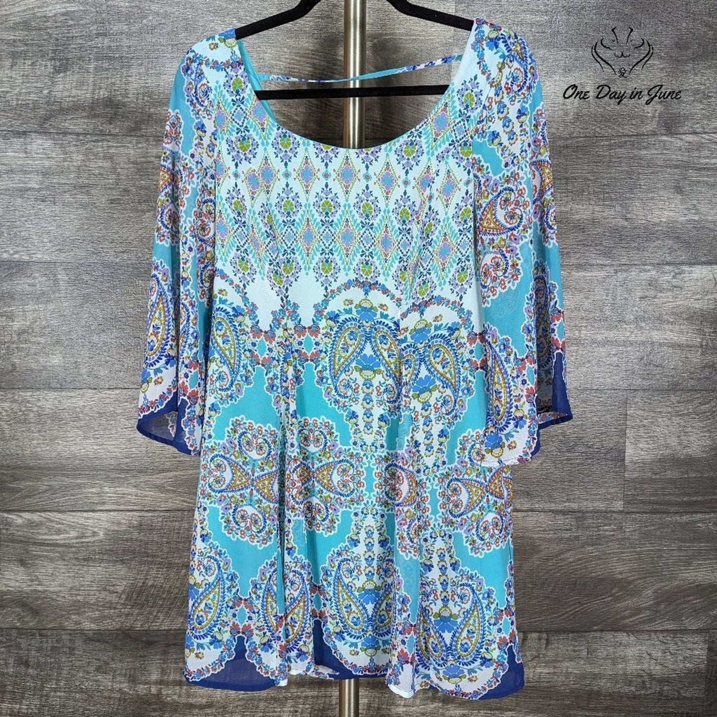 As U Wish 3.4 Sleeve Layered Mini Dress Size S